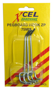 Pegboard Hooks CP 3-pce 75mm Carded Xcel