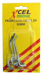 Pegboard Hooks CP 3-pce 50mm Carded Xcel