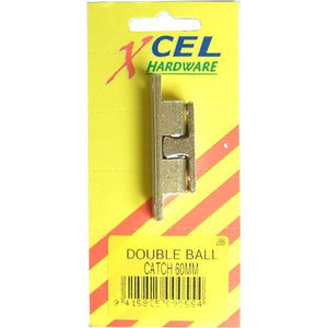 Double Ball Catch - Brass 60mm Carded Xcel