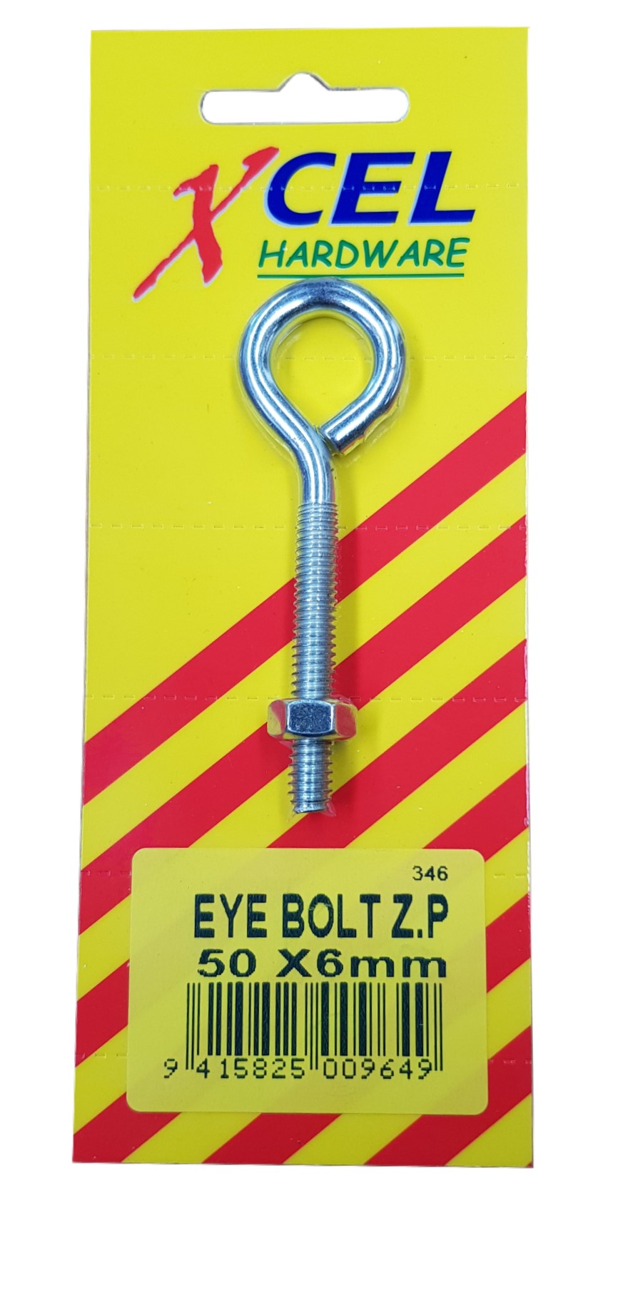 Eye Bolt & Nut ZP 50mm x 6mm Carded Xcel