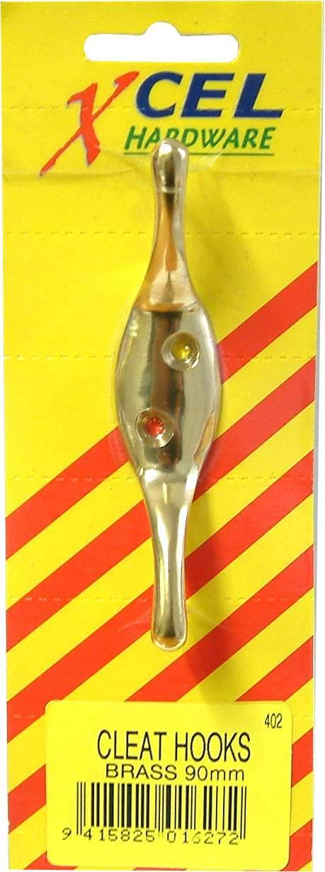 Cleat Hook - Brass 50mm Carded Xcel