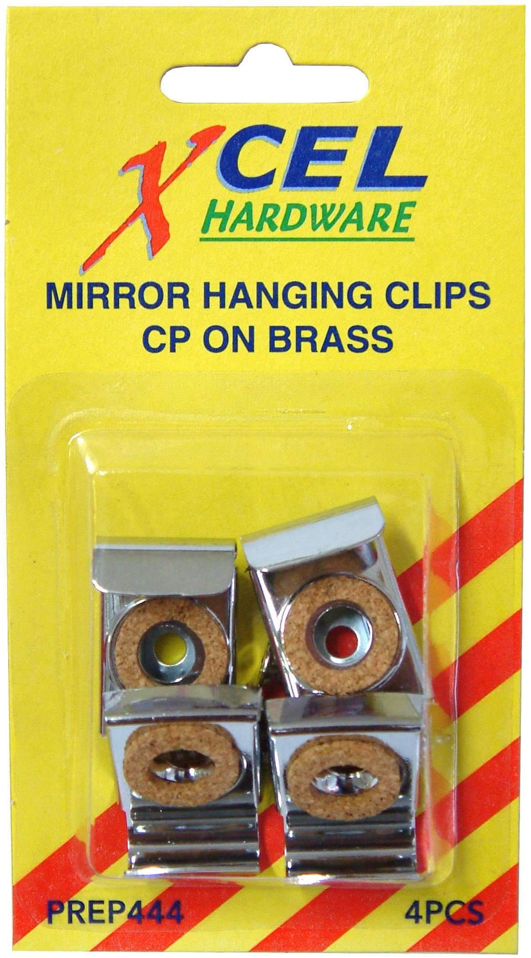 Mirror Hanging Clip Set - CP on Brass 4-pce  Carded Xcel