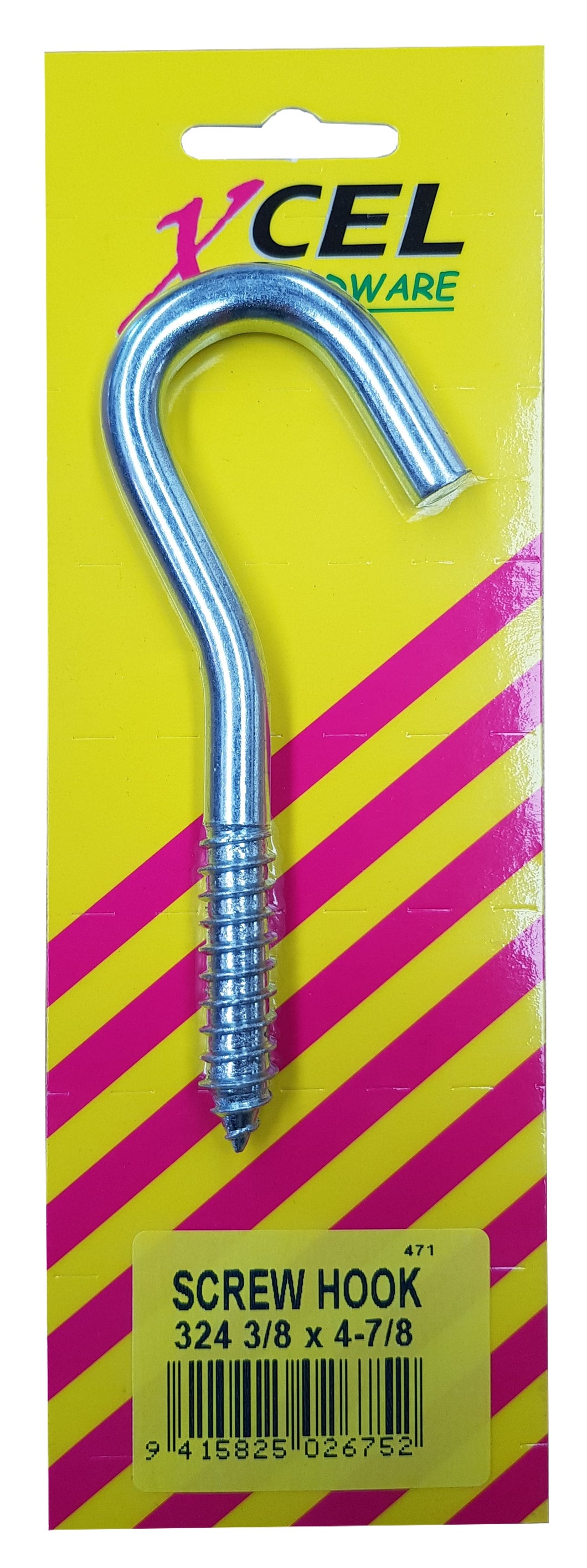 Screw Hook ZP #324 4-7/8 x 3/8 inch Carded Xcel