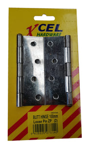 Butt Hinges - ZP Loose Pin 2-pce 100mm Carded Xcel