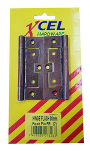 Flush Hinges - FB Fixed Pin 2-pce 90mm Carded Xcel