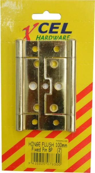 Flush Hinges - BP Fixed Pin 2-pce 100mm Carded Xcel