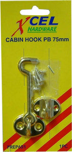 Cabin Hook - Polished Brass 100mm Carded Xcel