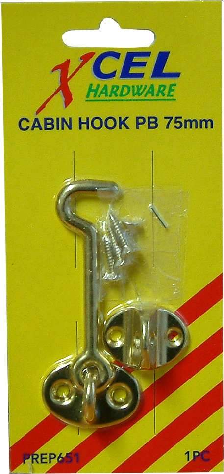 Cabin Hook - Polished Brass 50mm Carded Xcel