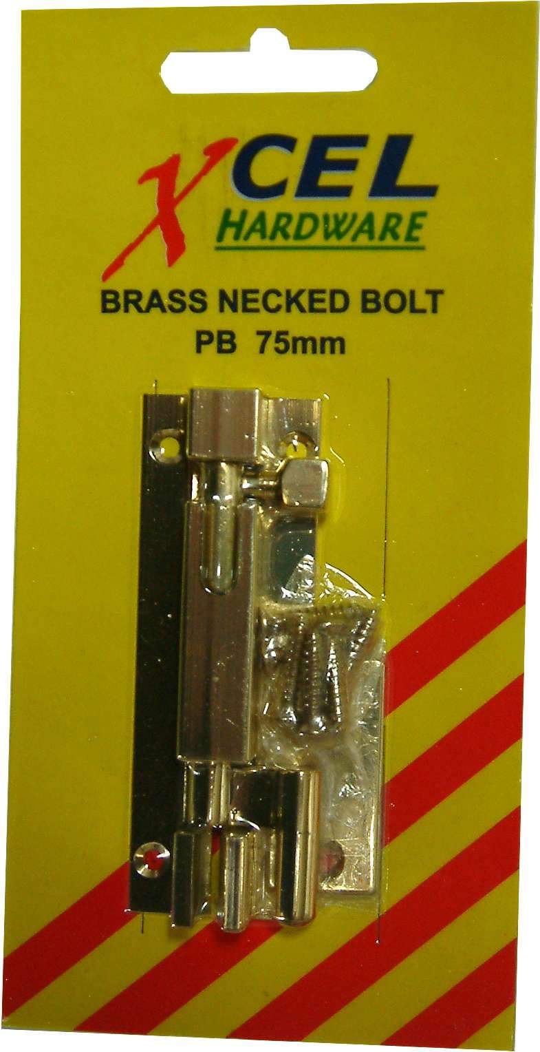 Necked Socket Bolt - Polished Brass 75mm Carded Xcel
