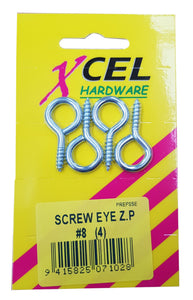 Screw Eyes ZP #8 4-pce 36mm x 3.2mm Carded Xcel