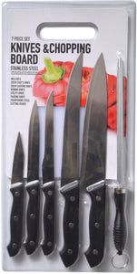 Kitchen Knife Set with Chopping Board 7-pce  Redback