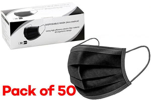 Face Masks 3 Layer Disposable Black 50 pce