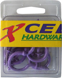 Cup Hooks - Round Ball End Purple 10-pce 35mm