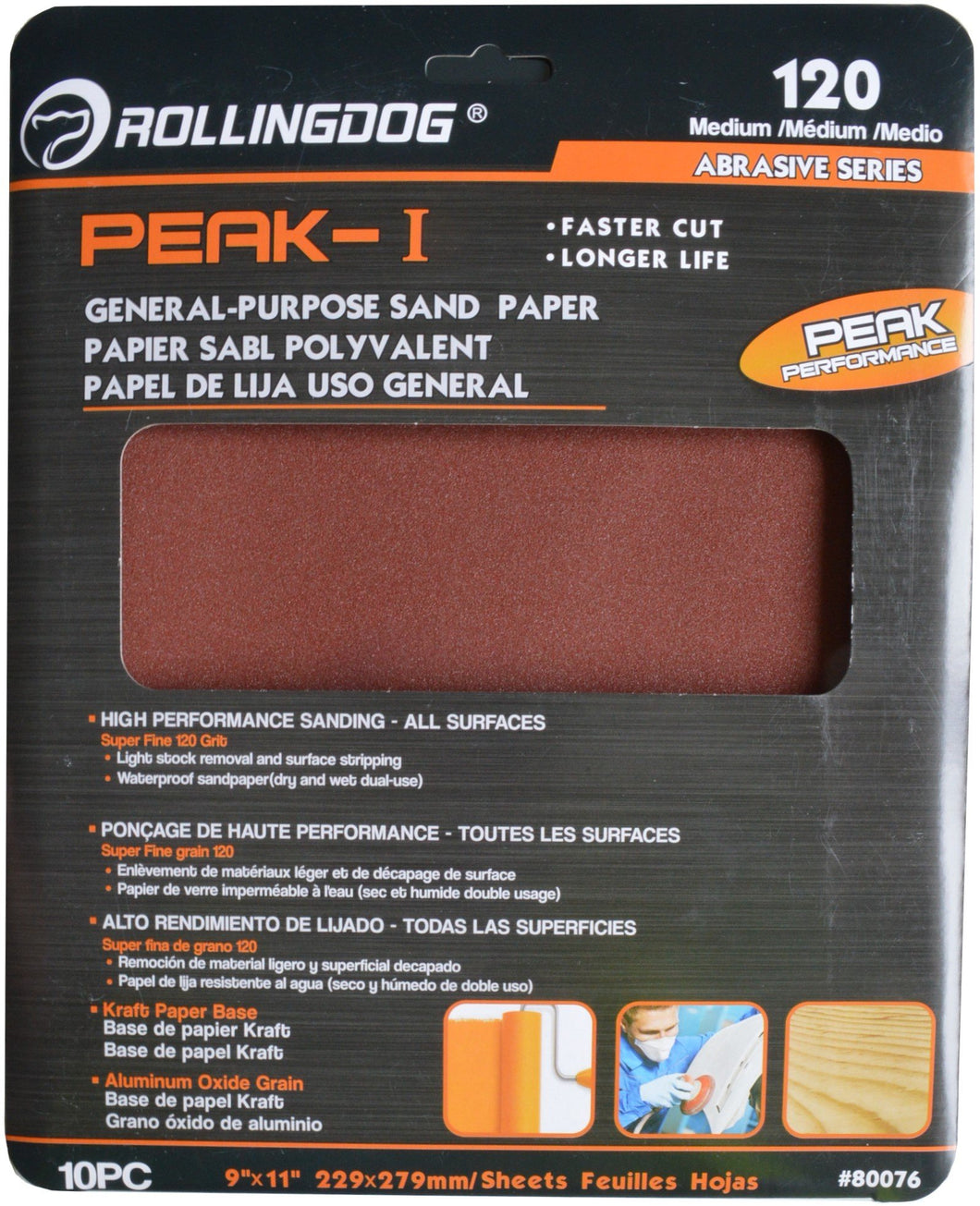 Sandpaper 230mm x 280mm Sheets 10pce 120grit Rolling Dog