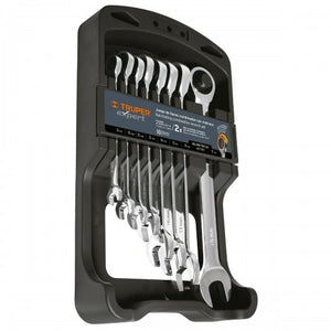Combination Wrench Set with Ratchet - Metric 8-pce Truper
