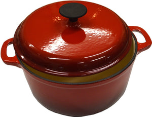 Cast Iron Casserole Enamel Red & White Round 240mm