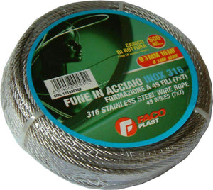 Wire Rope - Stainless Steel 10m 3mm Faco Plast