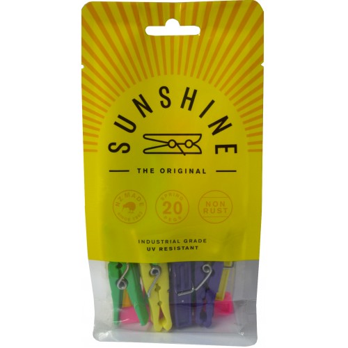 Clothes Pegs - Spring Plastic Type 20pce Sunshine