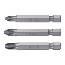 Load image into Gallery viewer, Screwdriver Bits 50mm Pozi #1 #2 #3 5pce asst 17799Truper