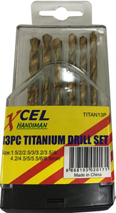 Drill Set Titanium in Plastic Case 13-pce Xcel