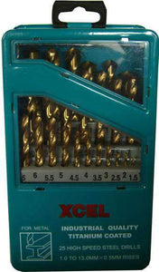 Drill Set Titanium in Steel Case 25-pce Xcel