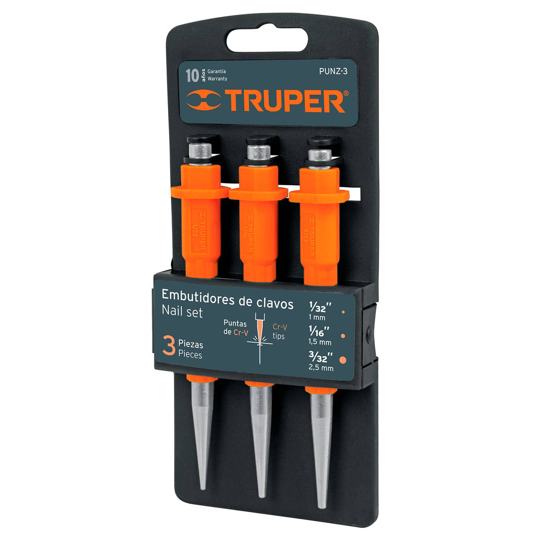 Nail Punch Set with Finger Protectors 3-pce Truper