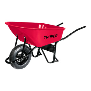 Tradie Wheel Barrow Complete with Red Steel Tray 100L Truper