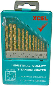 Drill Set Titanium in Steel Case 13-pce Xcel