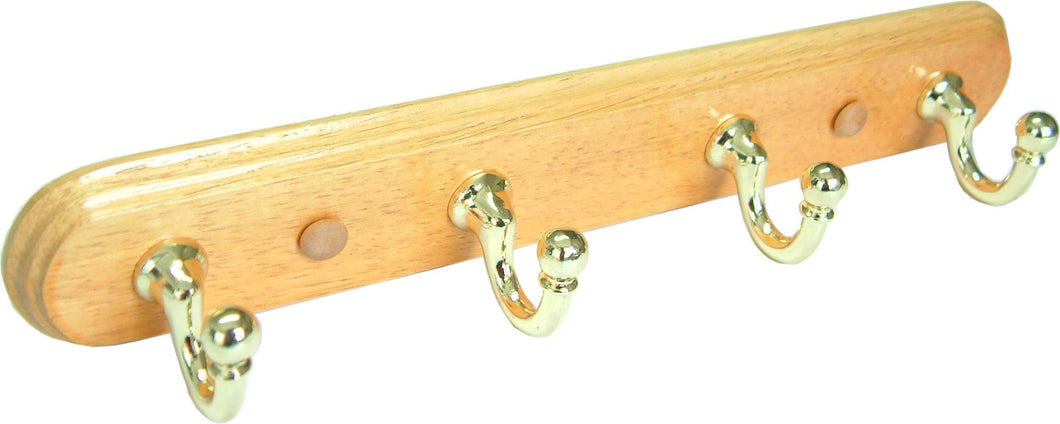 Wardrobe Hook Rack - BP Hooks on Wooden Plate 4-Hook Xcel