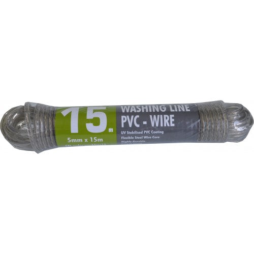 Clothes Line Wire Plastic Coated 5mm Clear 15m Xcel