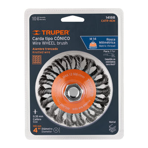 Wire Wheel Brush Concave Twist Knot with 14mm Nut 100mm Truper