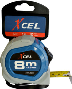 Tape Measure Blue/Grey ABS Case 25mm Blade - Metric 8m Xcel