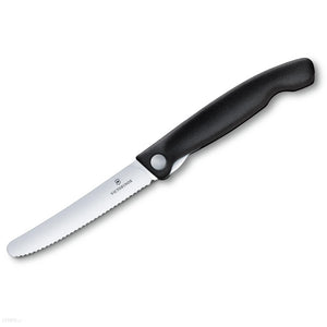 Folding Paring Knife Wavy Blade Black Handle Victorinox