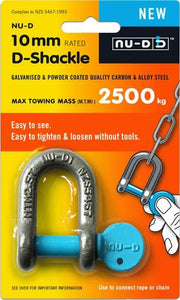D Shackle Easy Tighten/Loosen Galvanised Tested 2500Kg 10mm NU-D
