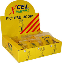 Load image into Gallery viewer, Picture Hooks - Double 3-Pkt Display box of 36 Packets  #320 Xcel