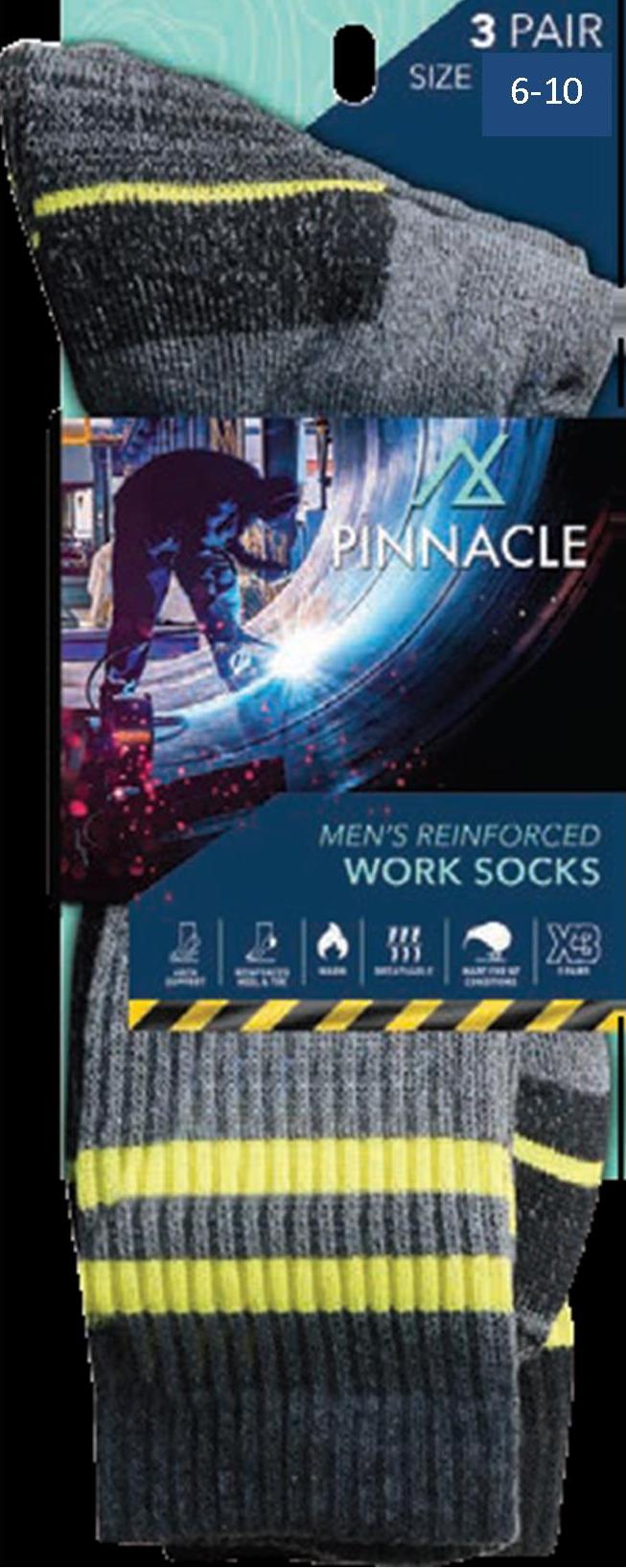 Men's Reinforced Work Socks, Size 6 -10, 3 Pack
