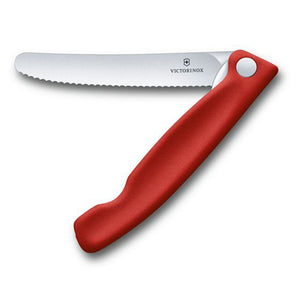 Folding Paring Knife Wavy Blade Red Handle Victorinox